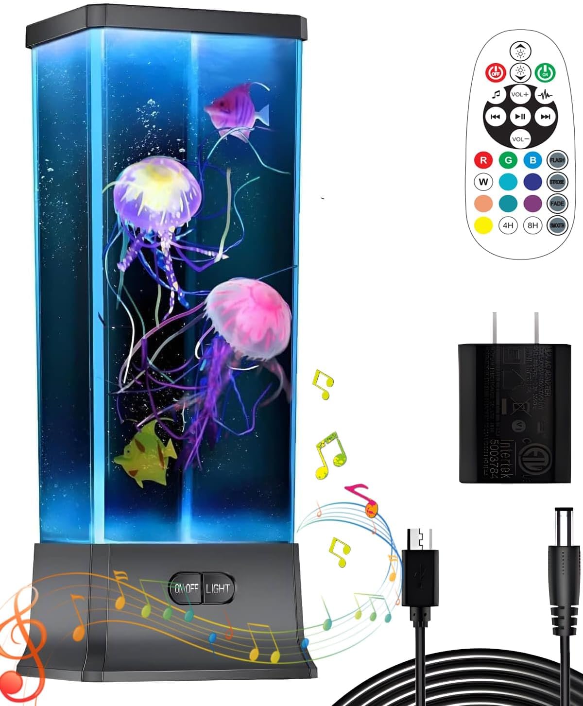 COLORLIFE Cool Electric Jellyfish Lamp with Bluetooth Speaker Music Gift for Boys Girls Adults Aquarium Tank Sensory Mood Night Light for Decorate Relax