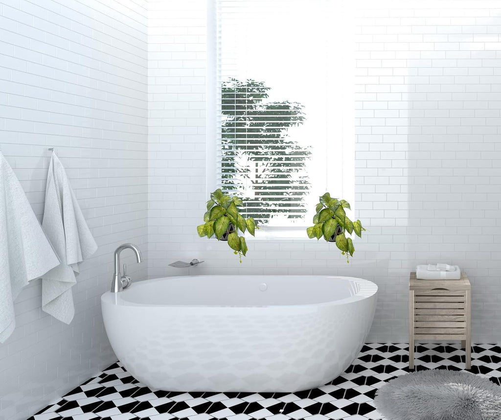 AlphaAcc Faux Plant Decor Potted Artificial Small Greenery Ivy Leaves Plants with Black and White Geometry Patterns Cement Pot for Office Desk Home Kitchen Decoration (Ivy Leaf)