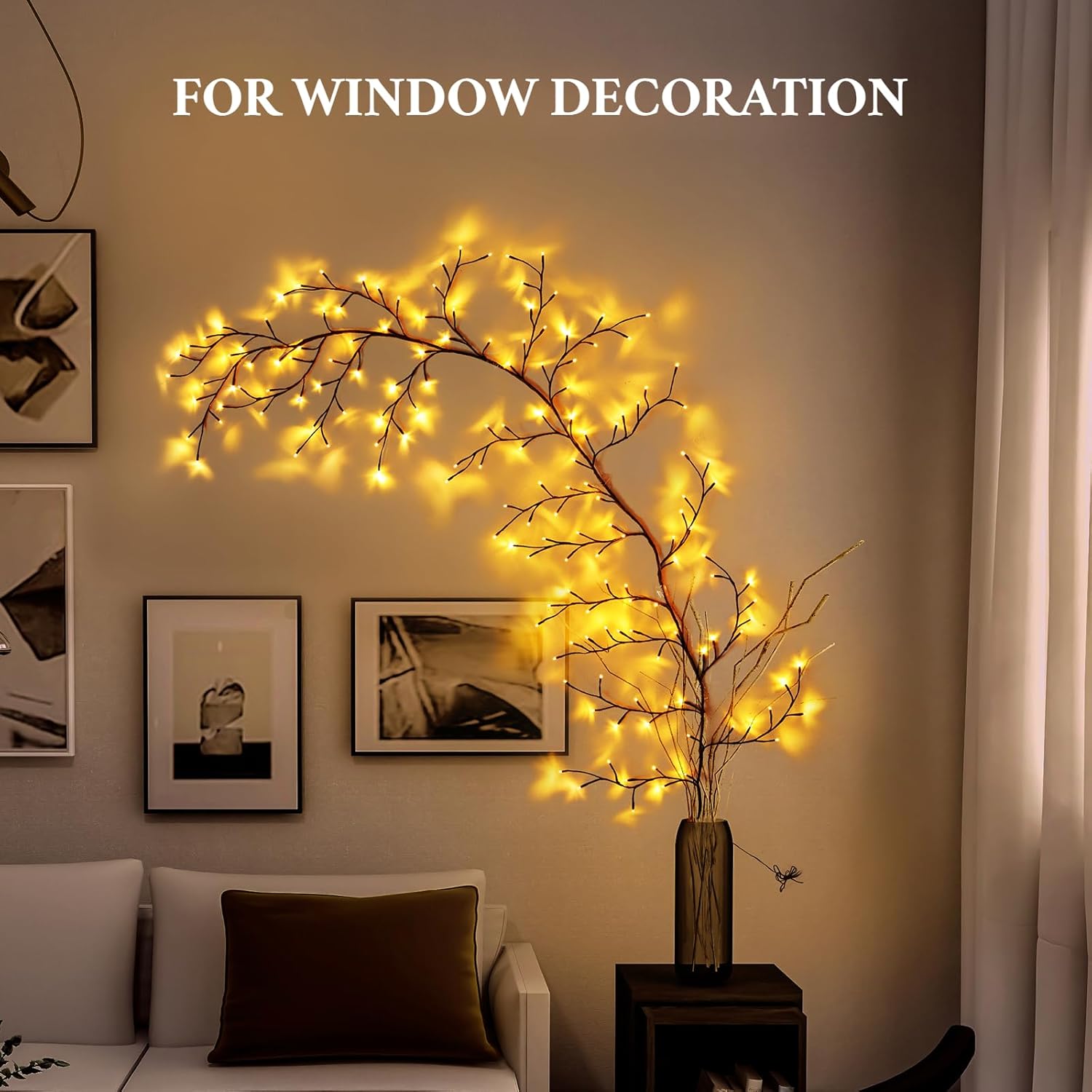 Enchanted Willow Vine Lights for Home Decor with 160LEDs, 8.2FT Wall Decoration Light with 8 Remote Control Modes (Brown)(1PCS)