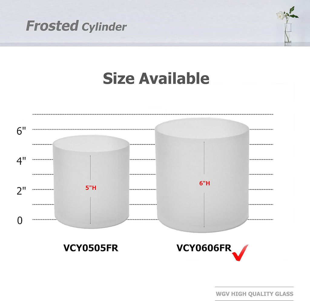 WGV Cylinder Vase, Width 6", Height 6", Frosted Glass Container Terrarium Candle Holder for Wedding Centerpiece, Party Event, Home Office Decor, 1 Piece