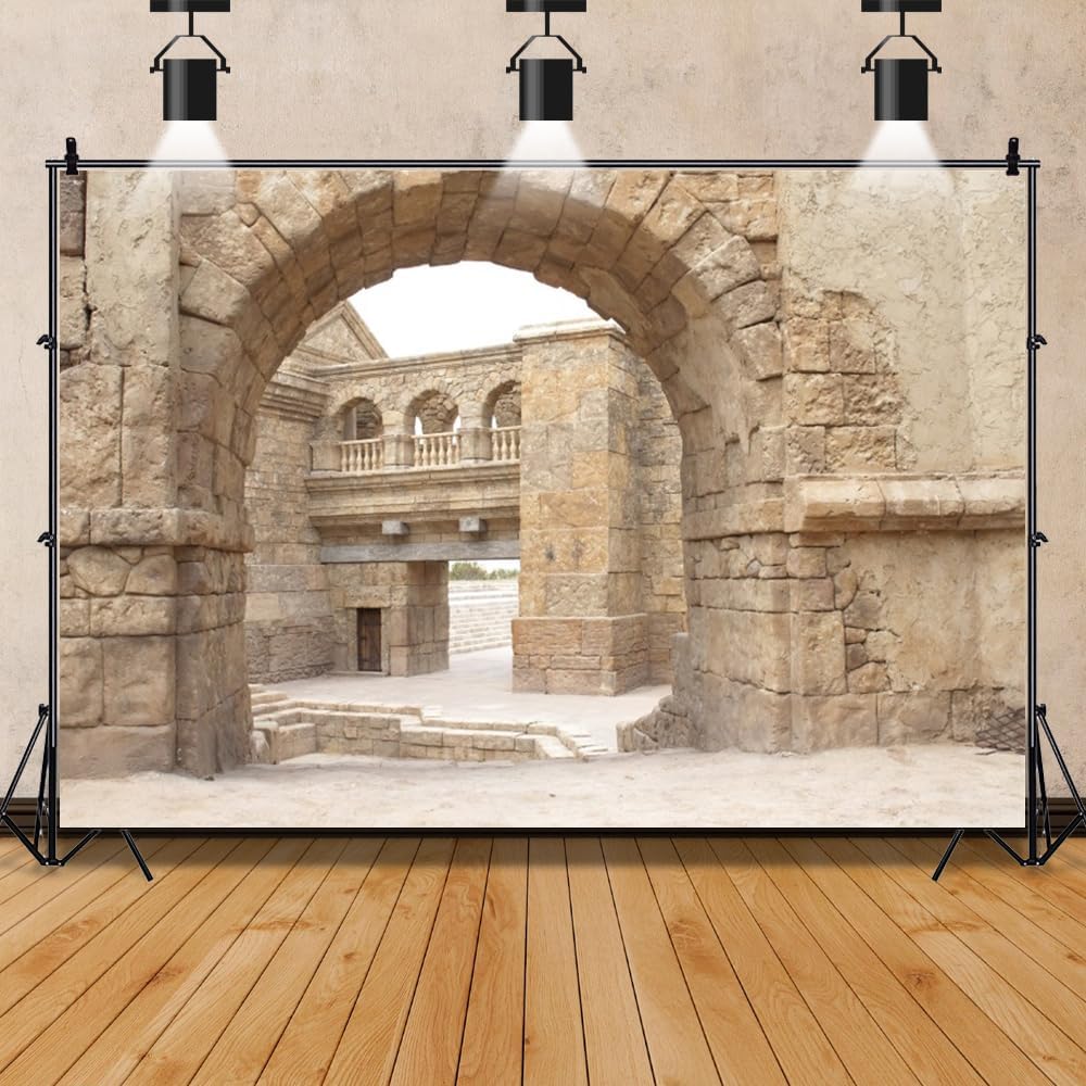 Jerusalem Buildings Backdrop Israel Old City Backdrops Roman Church Historical Site Backdrop for Theme Portrait Photography Background 12x8ft Banner Photo Studio Props