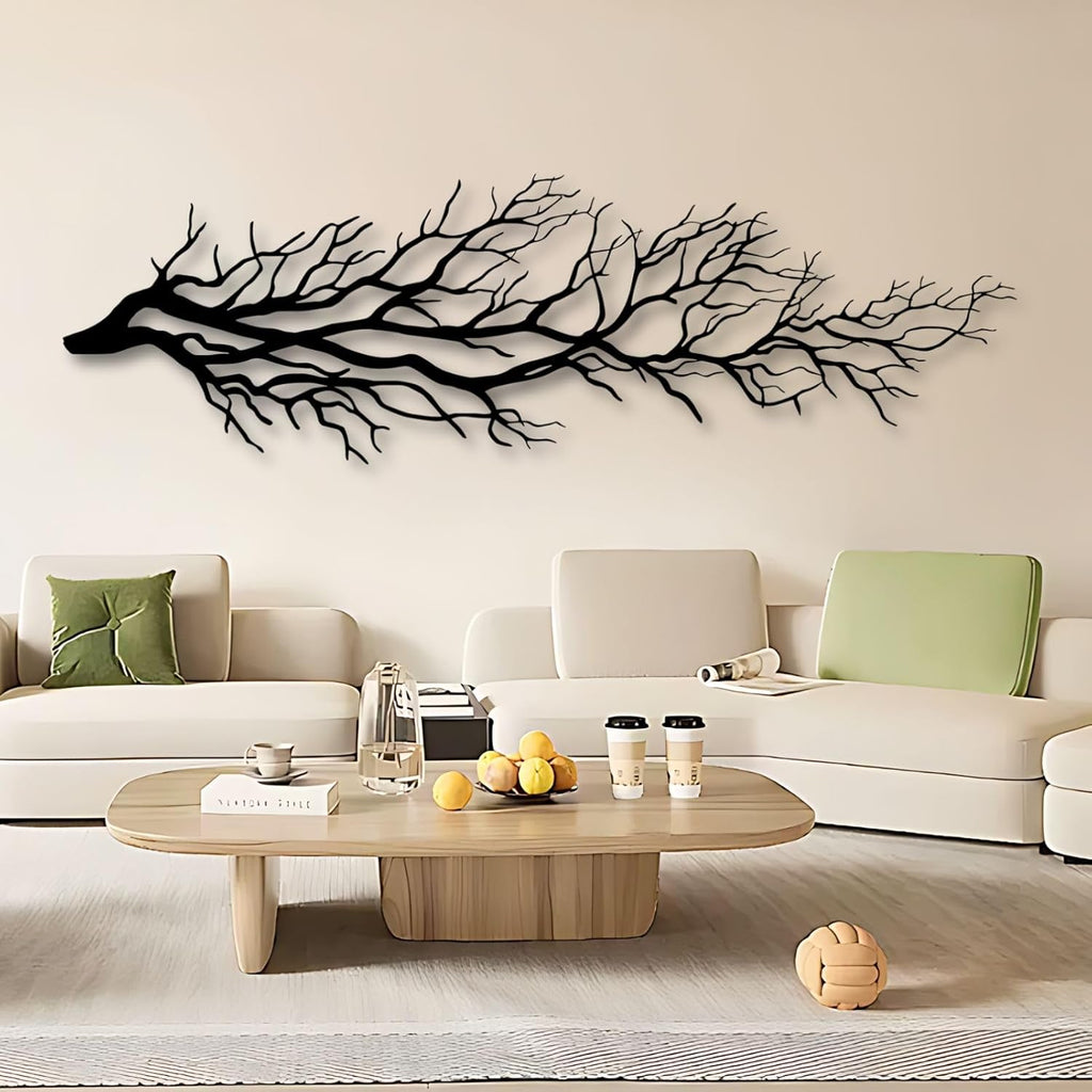 Tree Wall Art, Tree Branch Wall Decor, Metal Tree Branch Wall Art, Tree Branch Wall Hanging, Minimalist Branch Wall Decor, Metal Tree Wall decor, Tree of Life for Bedroom Living Room (Silver, 41 x 13 in | 105 x 32cm)