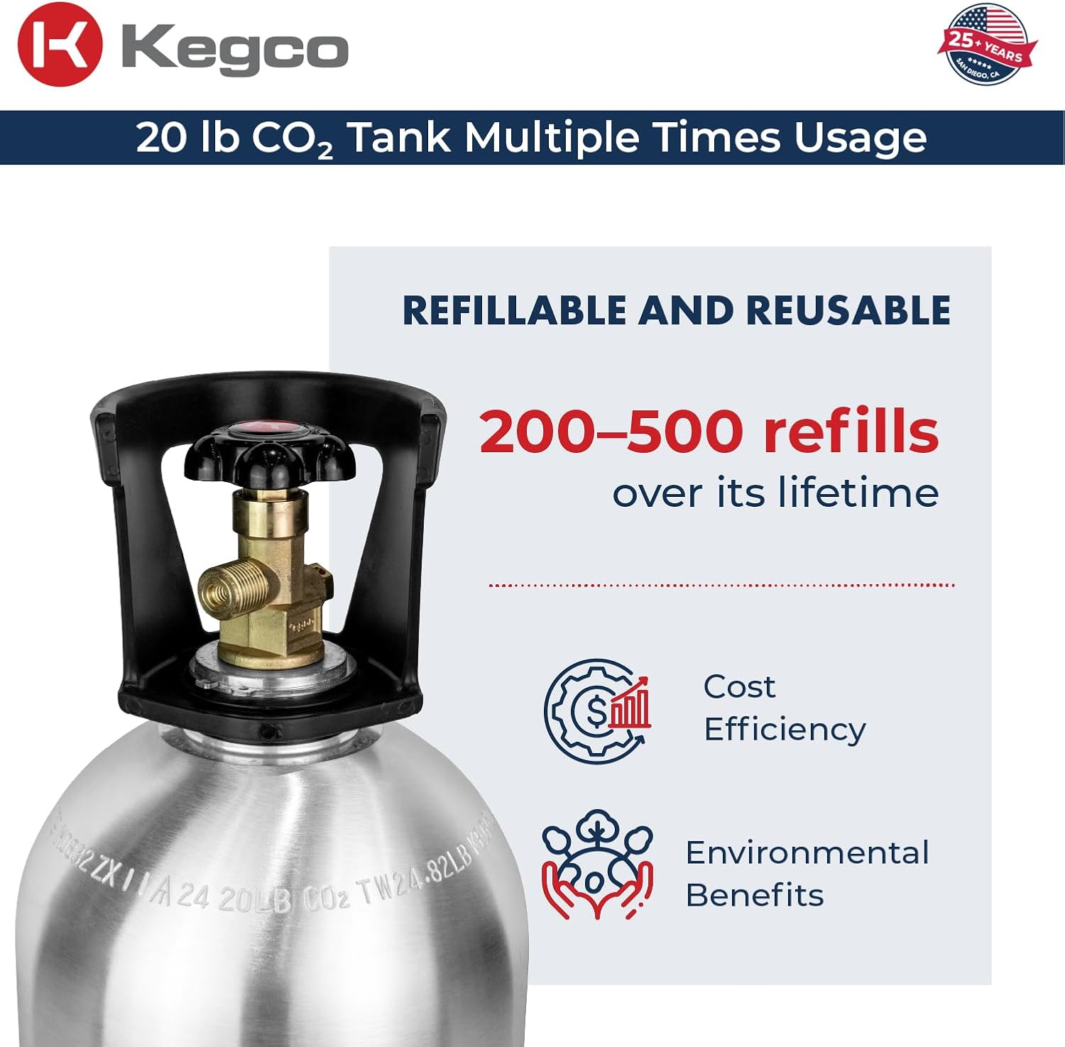 Kegco 20 lb. Aluminum Tank Co2 Cylinder