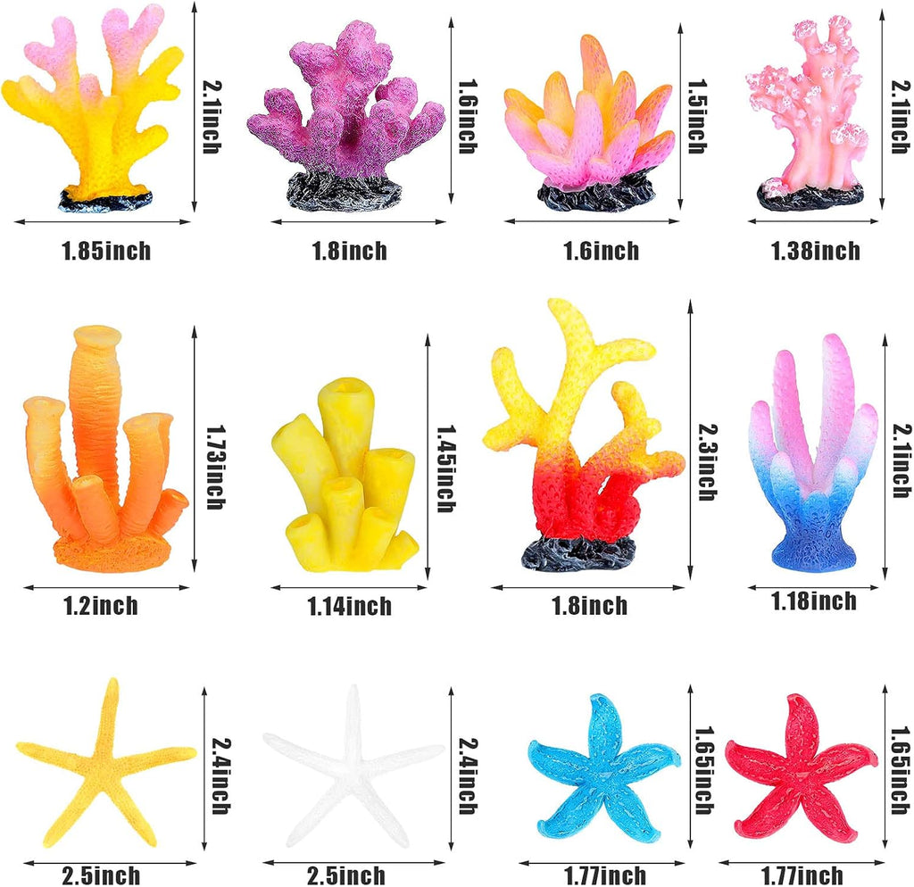 Mimorou 12 Pieces Fake Coral Plant Aquarium Decorations Fish Tank Ornament Decor Artificial Polyresin Colorful Coral Reef Decoration Accessories for Betta Fish Tank Aquarium Landscape(Lovely Style)