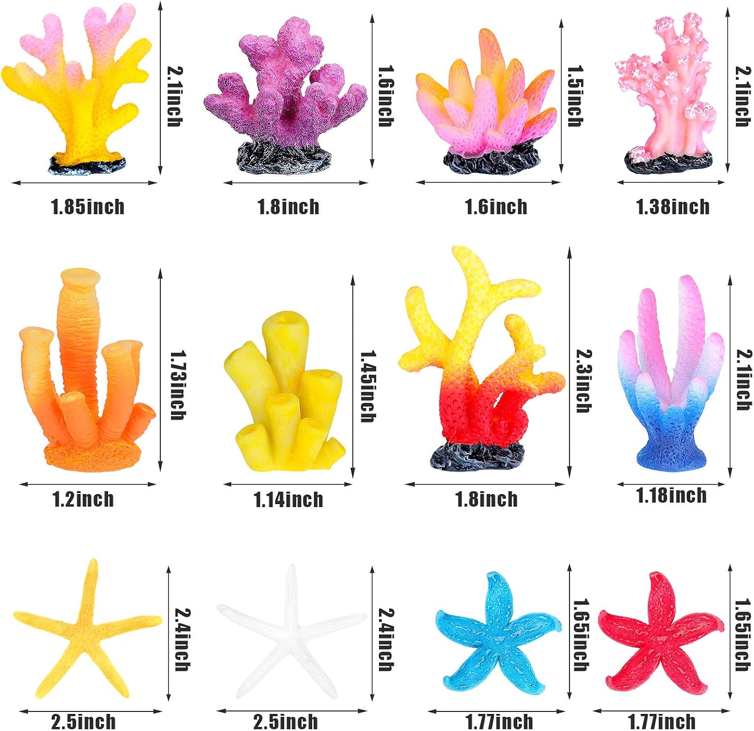 Mimorou 12 Pieces Fake Coral Plant Aquarium Decorations Fish Tank Ornament Decor Artificial Polyresin Colorful Coral Reef Decoration Accessories for Betta Fish Tank Aquarium Landscape(Lovely Style)