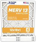 Filter King 12x18x1 Air Filter | 4-PACK | MERV 13 HVAC Pleated A/C Furnace Filters | MADE IN USA | Actual Size: 12 x 18 x .75"