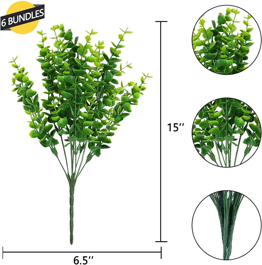 GREENRAIN Artificial Flowers Outdoor Fake Flowers for Decoration UV Resistant No Fade Faux Plastic Plants Garden Porch Window Box Décor (8 Bundles, 1#Green)