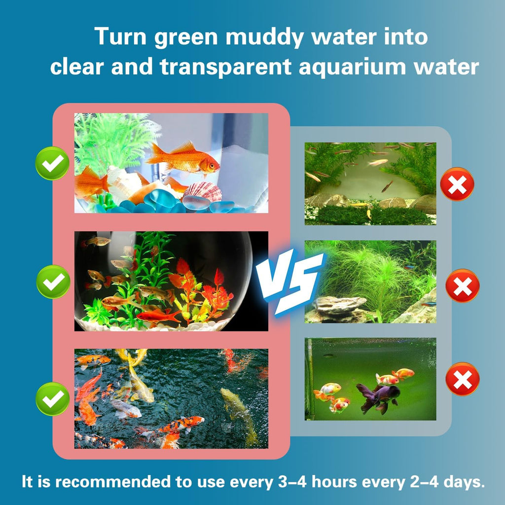 7W Timer UV Aquarium Clean Light for Algae Removal, Energy-Efficient LED Fish Tank Light with Waterproof Design for Pond and Aquarium