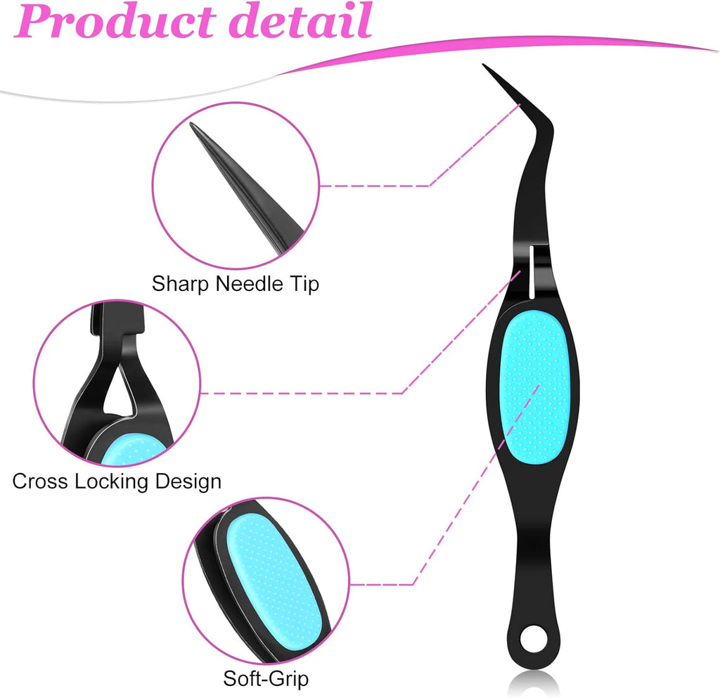 Mudder 3 Pcs Reverse Tweezers Craft Crossing Lock Tweezers Reverse Grip Precision Curved Bent Straight Fine Tip for Craft Jewelry Beading Electronic Laboratory Work(Curved Tip)