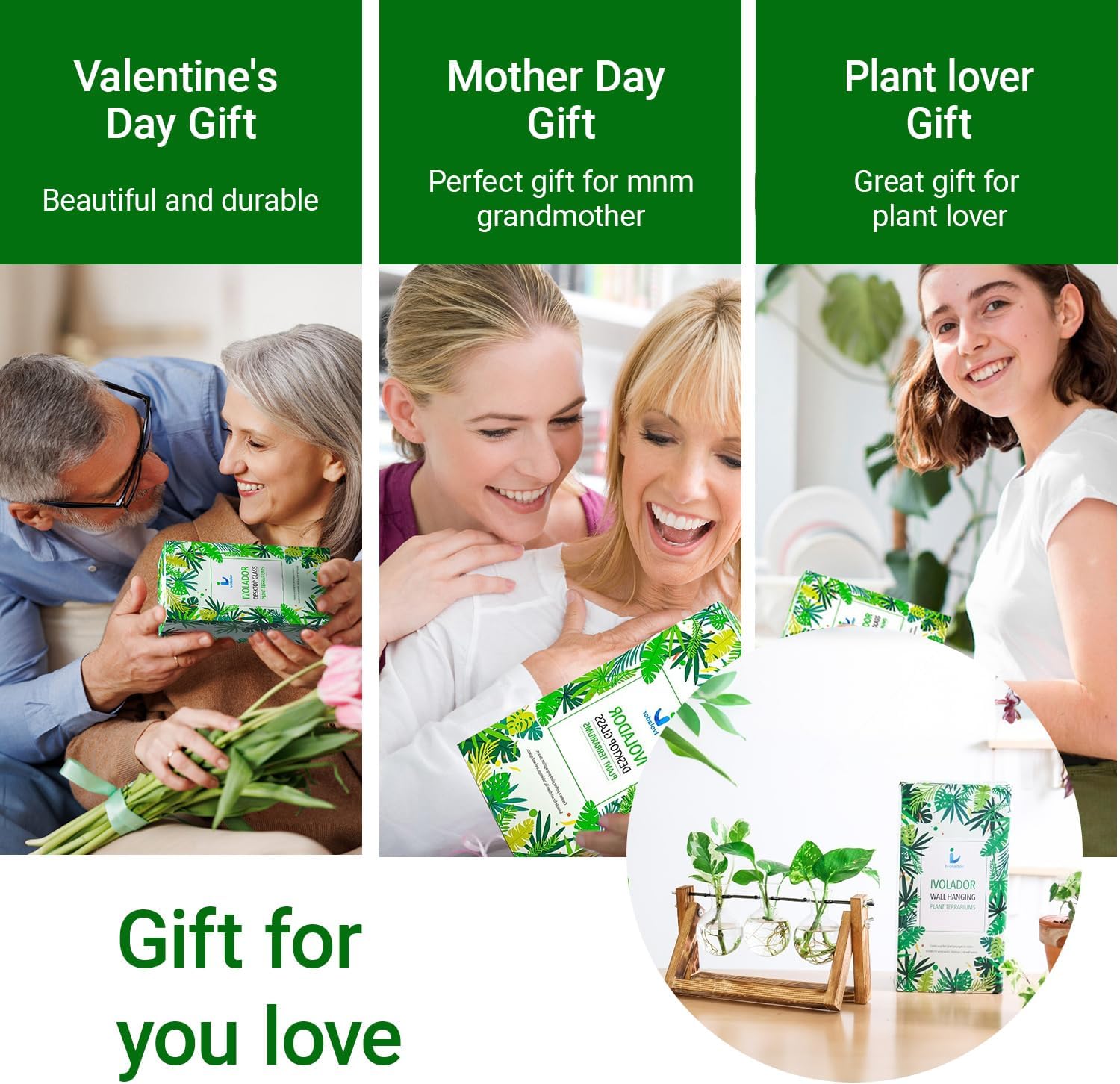 Propagation Station, Plants Terrarium, Plants Lover Gifts for Women,Plant Cutting Holder Home décor,Gifts for Women,House Warming New Home-3 Bulbs-C Type