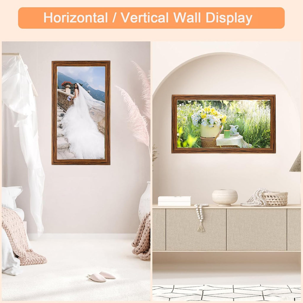 11x22 Wood Frame Brown, Rustic Natural Wooden 22x11in Poster Picture Frame, Distressed 11 x 22inch Woodgrain Gallery Photo Frame with HD Plexiglass, Horizontal Vertical Wall Mounting Display 1pcs