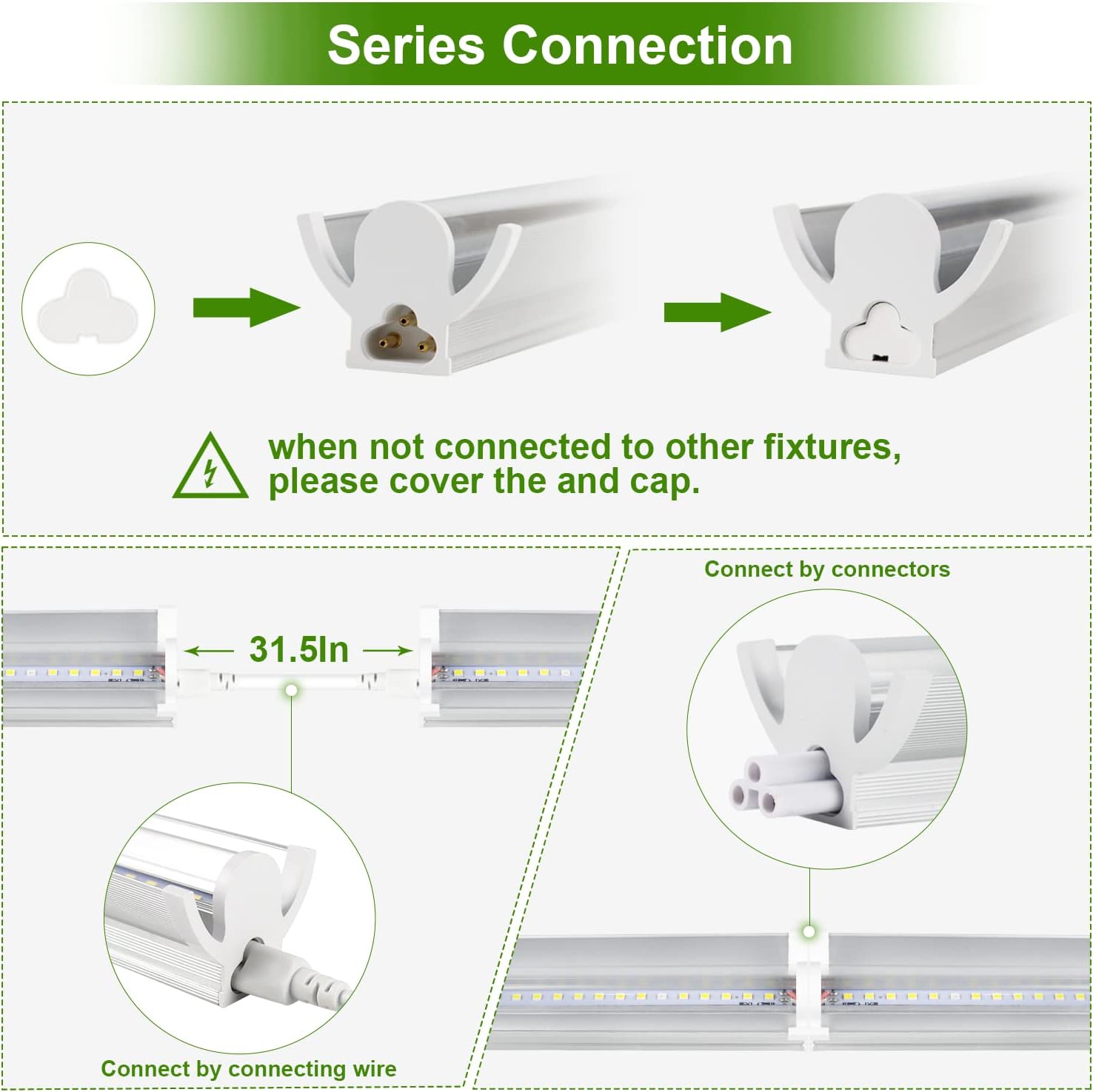 Grow Light T5 1.4 ft (4pcs x 10 Watts),5000K White Full Spectrum LED Lamp Plant Light Strips for Indoor Plant Growing,End-to-End Connectable with V-Shaped Reflector