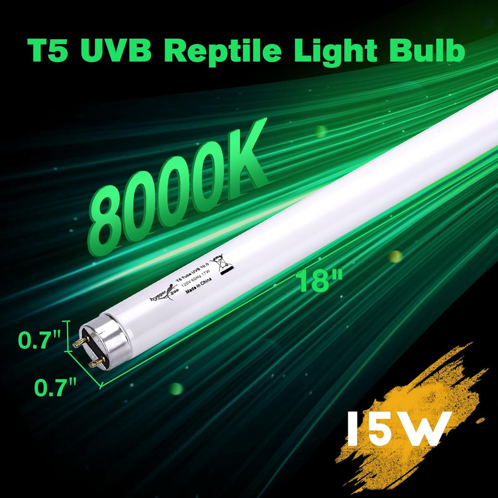 3-Pack UVB Reptile Light 10.0 Bulb 15W T8 Fluorescent Desert Lamp UVA for Bearded Dragon Tortoise Reptile & Amphibian