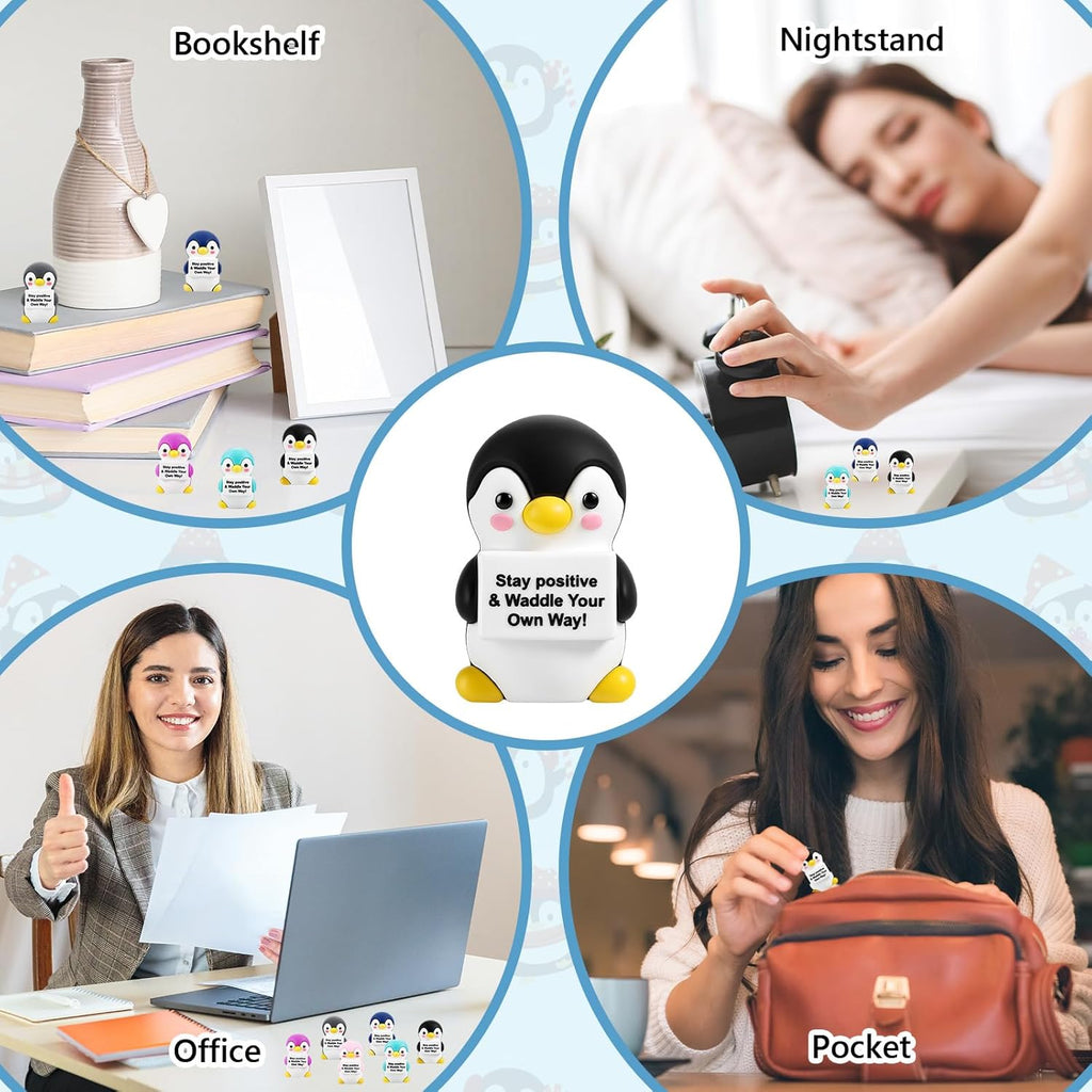 Gejoy 50 Pcs Mini Rubber Penguin Toys Positive Gifts Colorful Penguin Figures Decorations and Encouragement Birthday Motivational Gifts for Colleague Staff Teacher