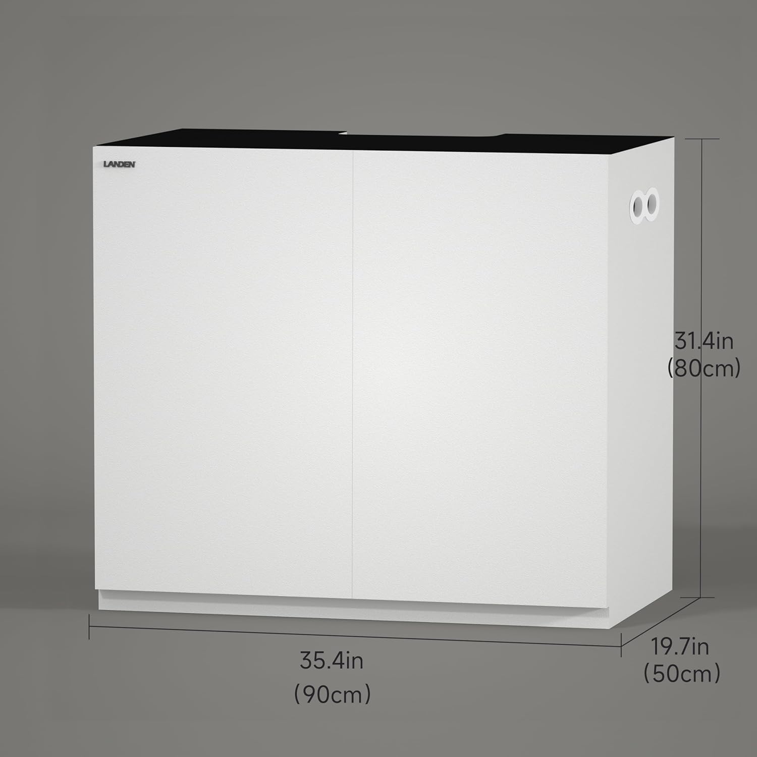 LANDEN Aquarium Wooden Stand and Cabinet for up to 55 Gal Tank, Fish Reptile Sea Salt WaterTank Stand, Nano Foam Leveling Mat Included, W35.5xD19.7xH31.5 in, Wooden Matte White Painted(Stand Only)