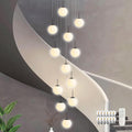 KoKo&Yukina 12-Light Black Mid Century Modern Chandelier for Living Room Staircase Chandelier for Entryway Globe Milky White Glass Pendant Light High Ceiling Chandeliers Foyer (Bulb & Remote Incl.)