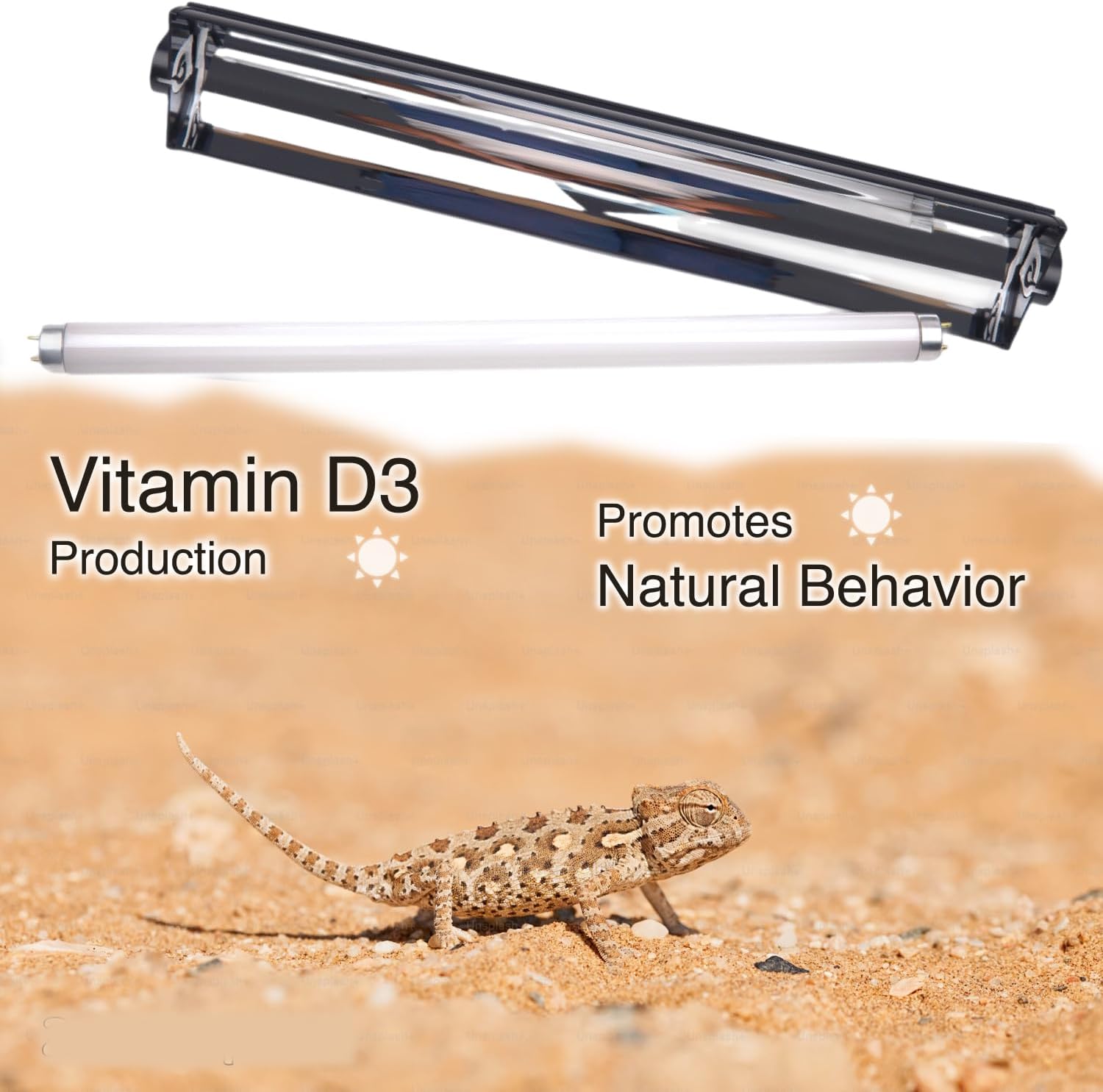 T8 UVB Reptile Light Kit, 15W UVB Light Fixture and 10.0 UVB Lamp Bulb Kit, for Desert-Dwelling Reptiles, Bearded Dragon UVB Light 18 inches
