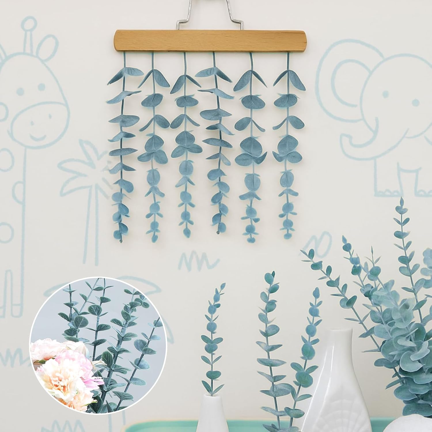 100 Pcs Faux Eucalyptus Stems - Realistic Dark Green Artificial Greenery for Wedding Centerpieces, Flower Bouquets, Farmhouse & Home Decor, Fake Eucalyptus Stems for Lush Arrangements