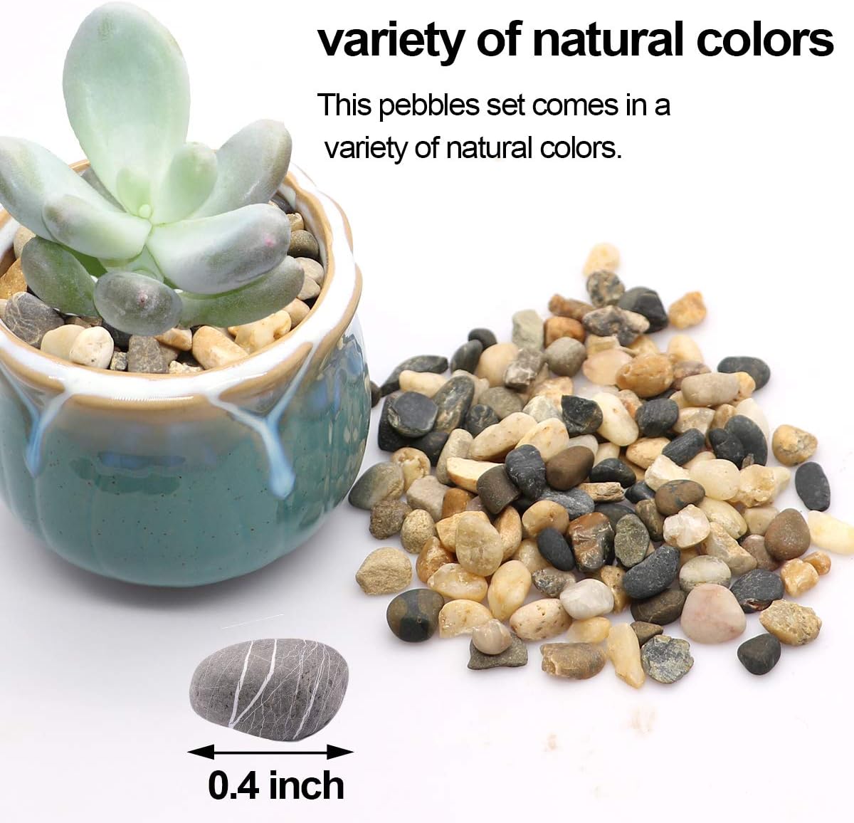 River Rocks Stones Natural Decorative Mixed Color Pebbles Fish Tank Gravel Small Garden Rocks Soil Cover for Aquariums, Landscaping, Vase Fillers, Succulent, Tillandsia, Cactus, Terrarium Plants 2.2lb