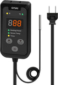 SYSAI Temperature Controller for Reptile Tank, Heat Mat, Seed Germination, Greenhouse, Brooder, Home Brewing, 100W-1A, Digital Thermostat, °F/°C Display, 60-94°F