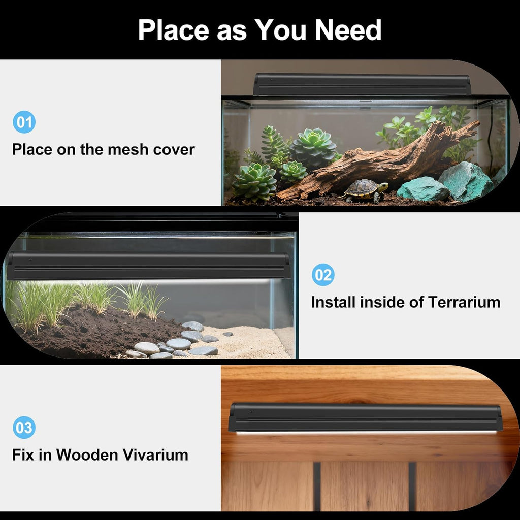 LUCKY HERP T5 Reptile Light Fixture Combo Kit 39W (New Upgrade), UVB Reptile Light Fixture with Desert UVB 10.0 34" Fluorescent Tube, UVA UVB Reptile Light for Lizard, Bearded Dragon, Tortoise