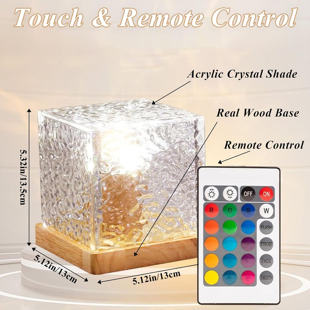 Aurora Ocean Wave Lights Projector Rechargeable, Touch Cube Color Changing Light with 16 Colors 4 Modes Dimmable Cordless Mood Lamp for Shower, Northern Light for Bedroom Bathroom, with Remote (Large)