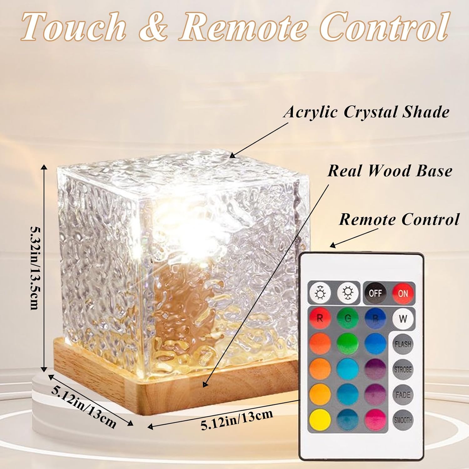 Aurora Ocean Wave Lights Projector Rechargeable, Touch Cube Color Changing Light with 16 Colors 4 Modes Dimmable Cordless Mood Lamp for Shower, Northern Light for Bedroom Bathroom, with Remote (Large)