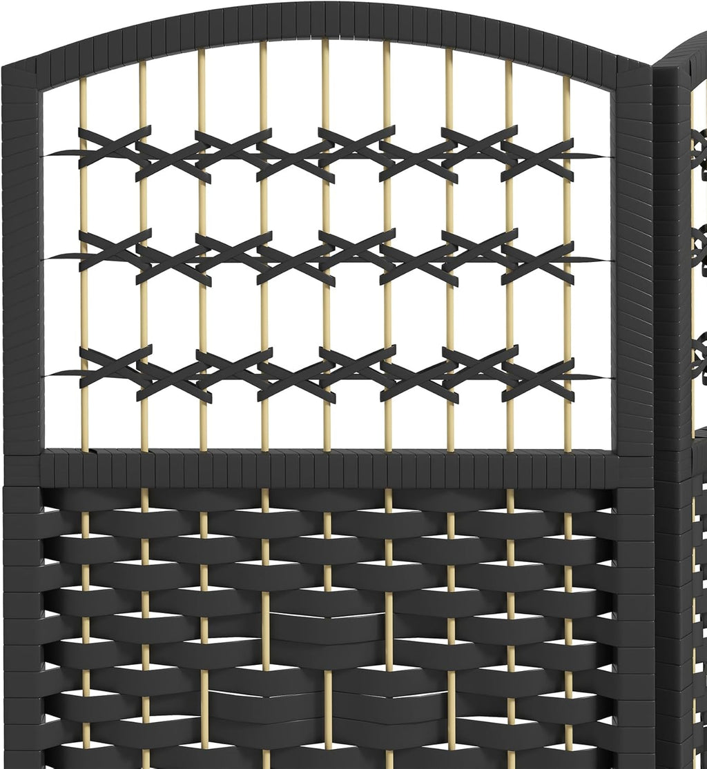 HOMCOM 6 Panel Room Divider, Folding Privacy Screen, 5.6' Room Separator, Wave Fiber Freestanding Partition Wall Divider, Black