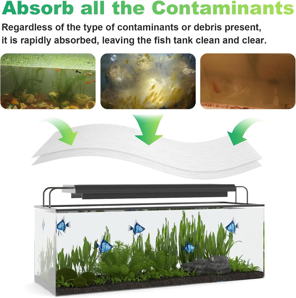 Aquarium Filter Sheets for Water Filtration,Make Cloudy Water Crystal Clear, 50 Count, with All Types of Filters on The Market