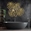 Jogwenu Monstera Leaf Metal Wall Art, Monstera Leaf Metal Wall Decor, Leaves Wall Decor, Tropical Wall Art, Plant Wall Decoration, Nature Wall Hanging, Bedroom Wall Hanging (Gold, 35"x32"/90x82cm)