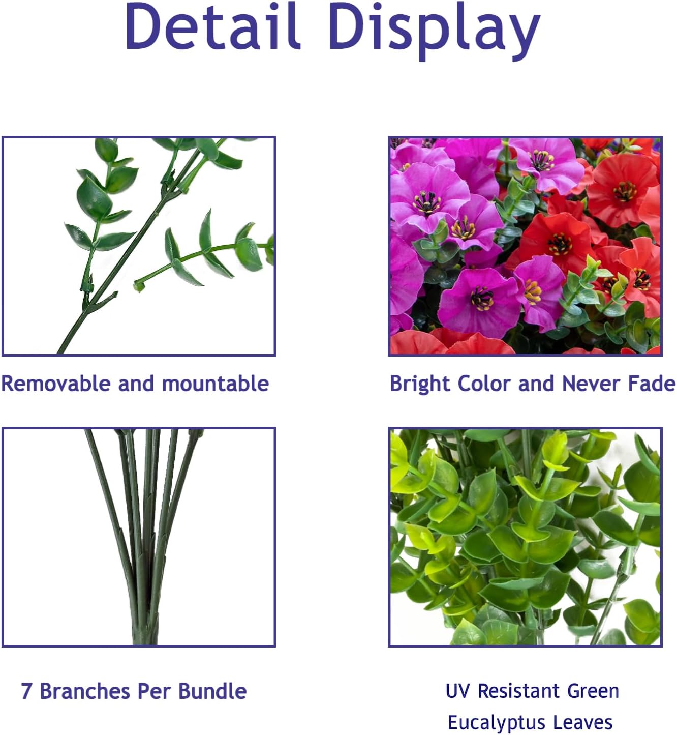 Artificial Flowers for Outdoors,UV Resistant Artificial Outdoor Flowers,Not-Fading Faux Flowers for Outdoor Planters for Front Door Porch Yard Patio Garden Home Decor,12 Bundles Mix 3 Colors