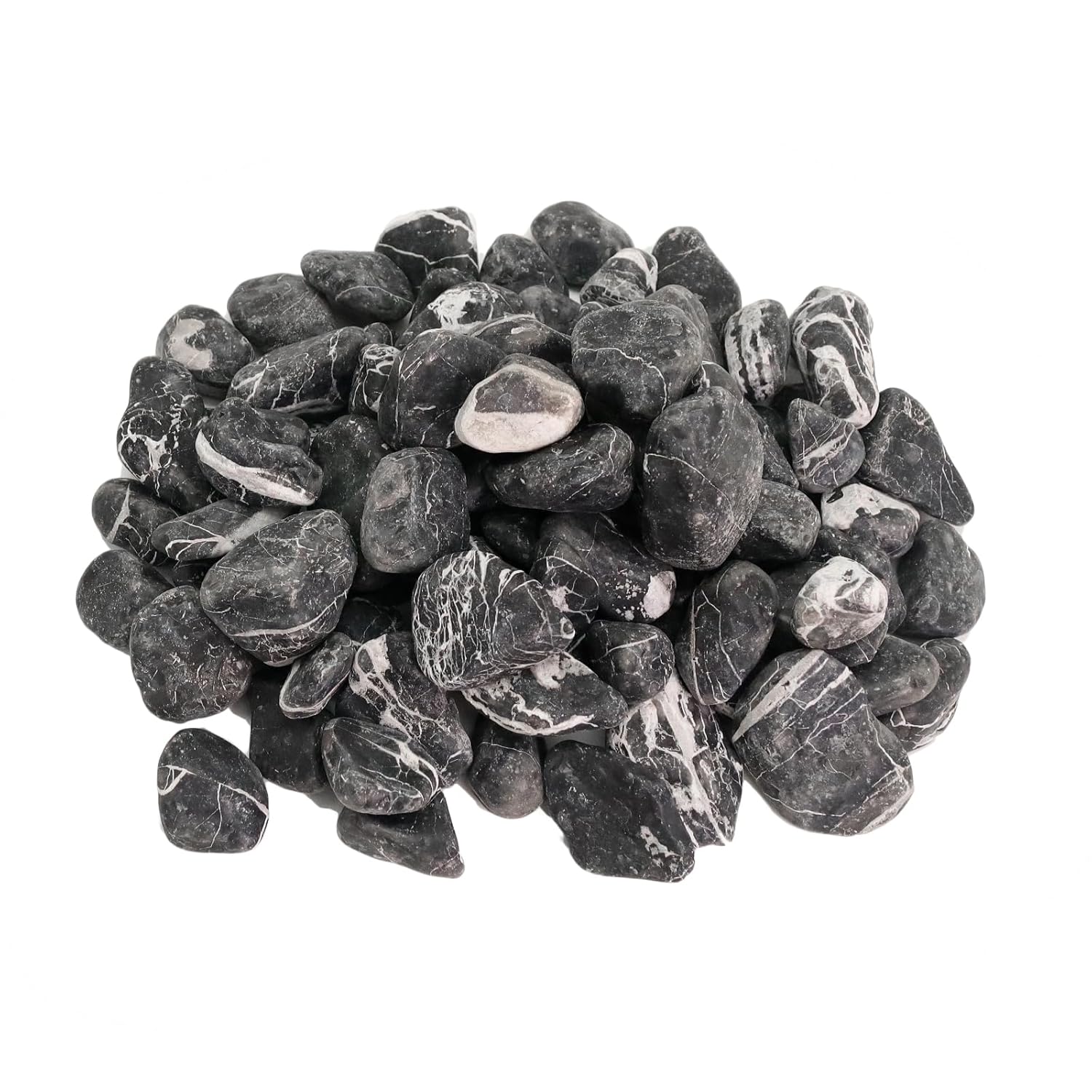 Black and White Striped Polished River Rocks for Landscaping-Polished Pebbles for Plants-Garden Decorative Stones-1-2 Large Plant Rocks,Ideal for Aquarium, Home Decor-10lb