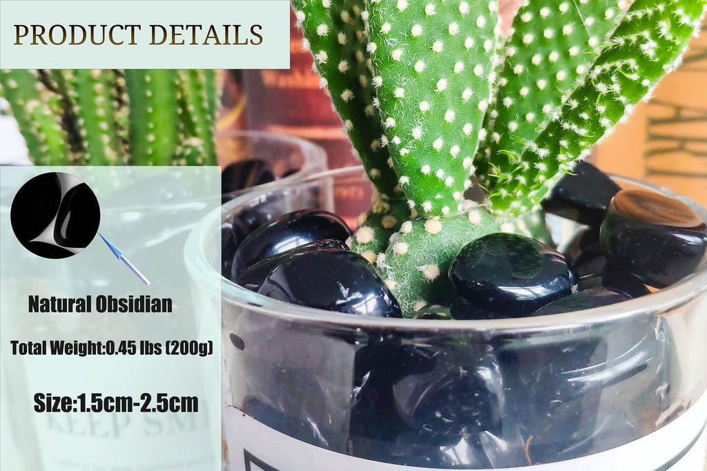 DUQGUHO Black Obsidian Natural Healing Crystals Set - Polished Tumbled Crystal Stones Bulk Irregular Pebble Stones Rocks 0.45 lbs