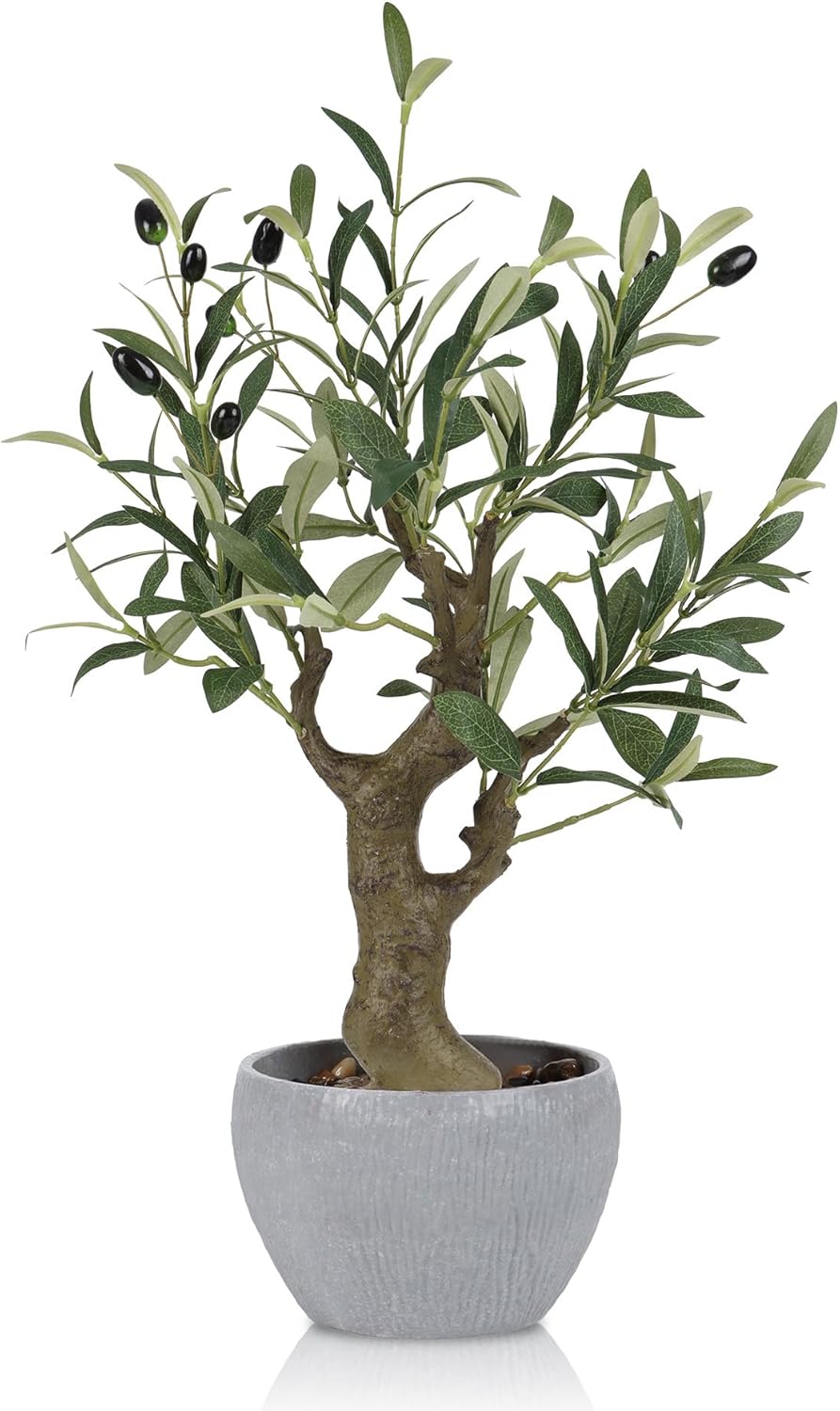 TOARTi Artificial Olive Tree Potted Plant with Stone Pot, 20.5" Tall Japanese Bonsai Tree Faux Plants Desk Plant, Realistic Greenery Decor for for Home Bedroom Bathroom Office Desk
