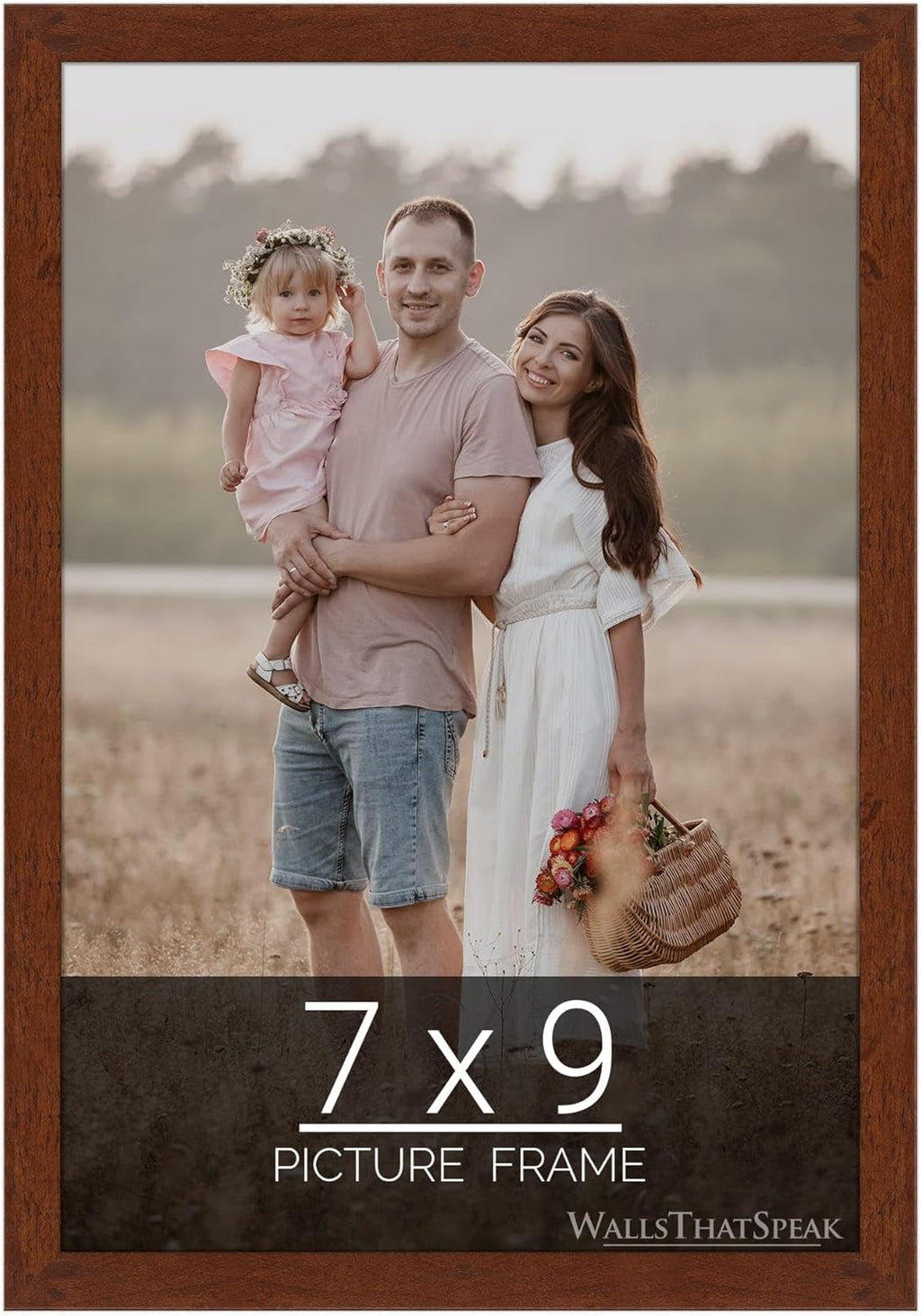 wallsthatspeak 7x9 Dark Walnut Rustic Pine Picture Frame for Puzzles Posters Photos or Artwork