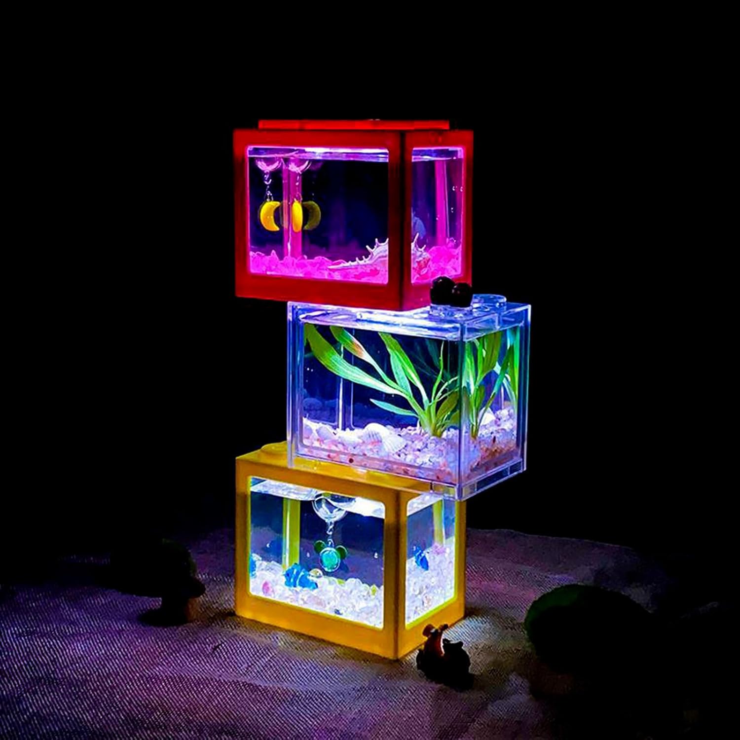 Flylin 4PCs 5V USB Aquarium Light, Smal Decoration LED Lighting Lamp, Aquarium Water Plant Light for Desktop Fish Tank Indoor Water Garden (Colorful)