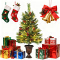 Garvee 3Ft Tabletop Christmas Tree, Small Christmas Tree, Artificial Mini Xmas Tree with Pine Cones & Red Berries for Home Office Holiday Decor