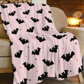 Pink Bat Throw Blanket Bats Print Throw Blankets for Couch Sofa Bed Stuff Decor Soft Cozy Fleece Plush Warm Flannel Bedding for Lover Men Women Boys Girls 40"x50"