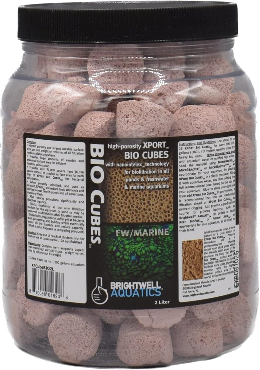 Brightwell Aquatics Xport BIO Cubes - Ultra-Porous Biological Filter Media for Filtration in Marine and Freshwater Aquariums