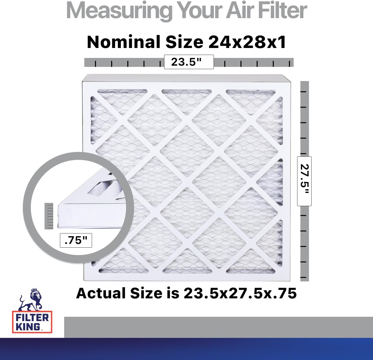 Filter King 24x28x1 Air Filter | 4-PACK | Carbon MERV 8 HVAC Pleated A/C Furnace Filters | MADE IN USA | Actual Size: 23.5 x 27.5 x .75"