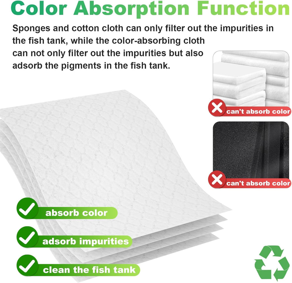 Make Cloudy Water Crystal Clear, Aquarium Filter Sheets for Water Filtration,100 Count, with All Types of Filters on The Market