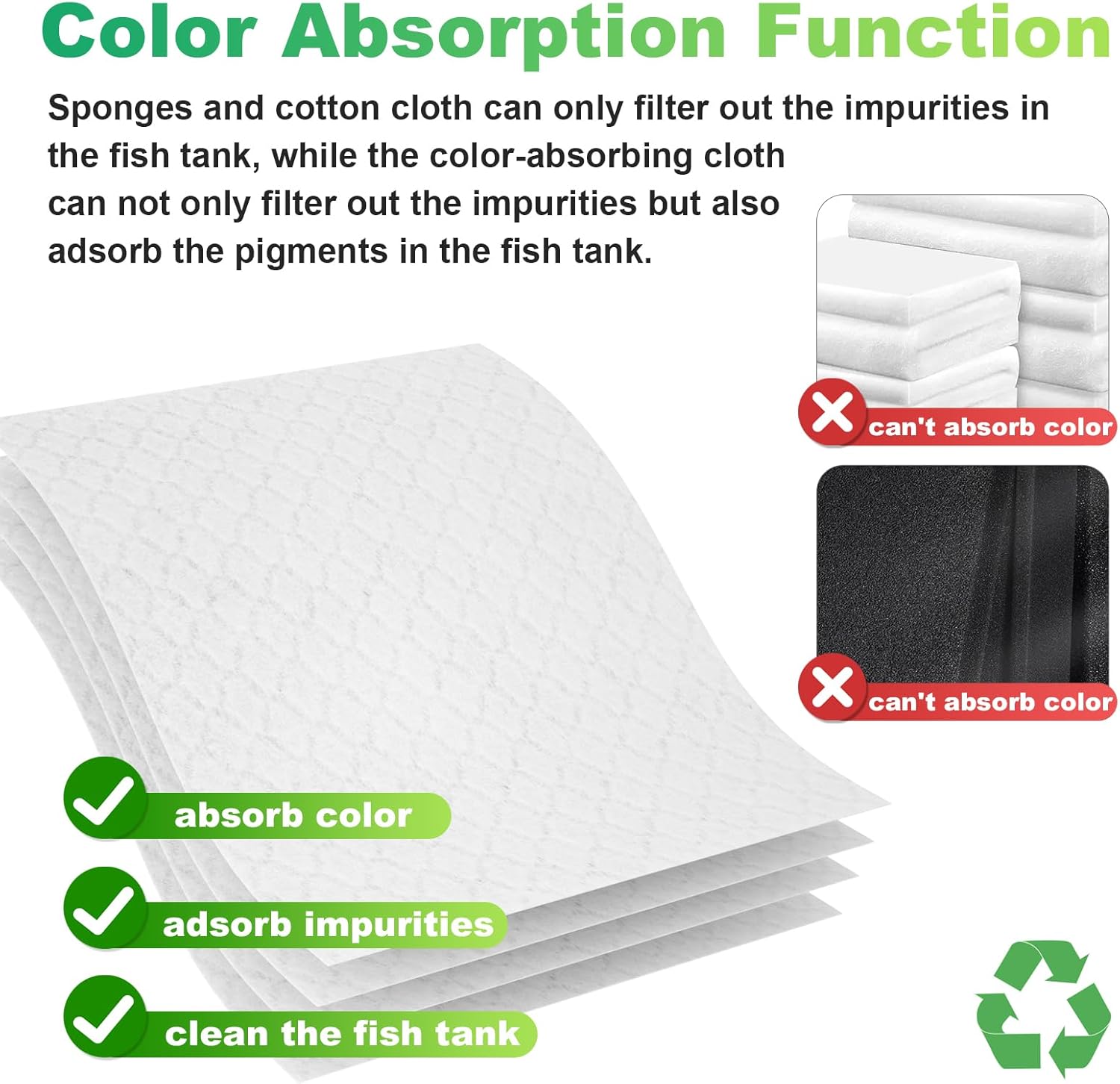 Aquarium Filter Sheets for Water Filtration,Make Cloudy Water Crystal Clear, 50 Count, with All Types of Filters on The Market
