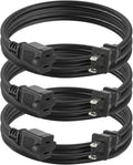 Kanayu 3pcs Black 2 Prong Extension Cords, Male and Female Power Cables, Flexible for Home, Office and Christmas Lights (6ft)
