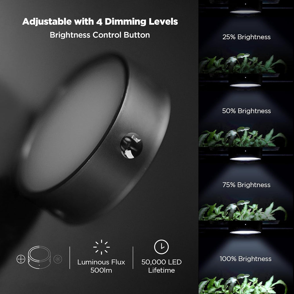ONF Mist O Shelf Magnetic Light, Colorfull LED for Indoor Plant Growth-Promoting, Adaptable TypeC Port for Room Decor, Brightness Dimmable Terrarium Light for Potted Plant & Succulent, Matt Black
