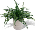 Small Fake Plant 12.5" Fern Potted Artificial Plants for Shelf Home Bathroom Office Decor(Gray Pot)
