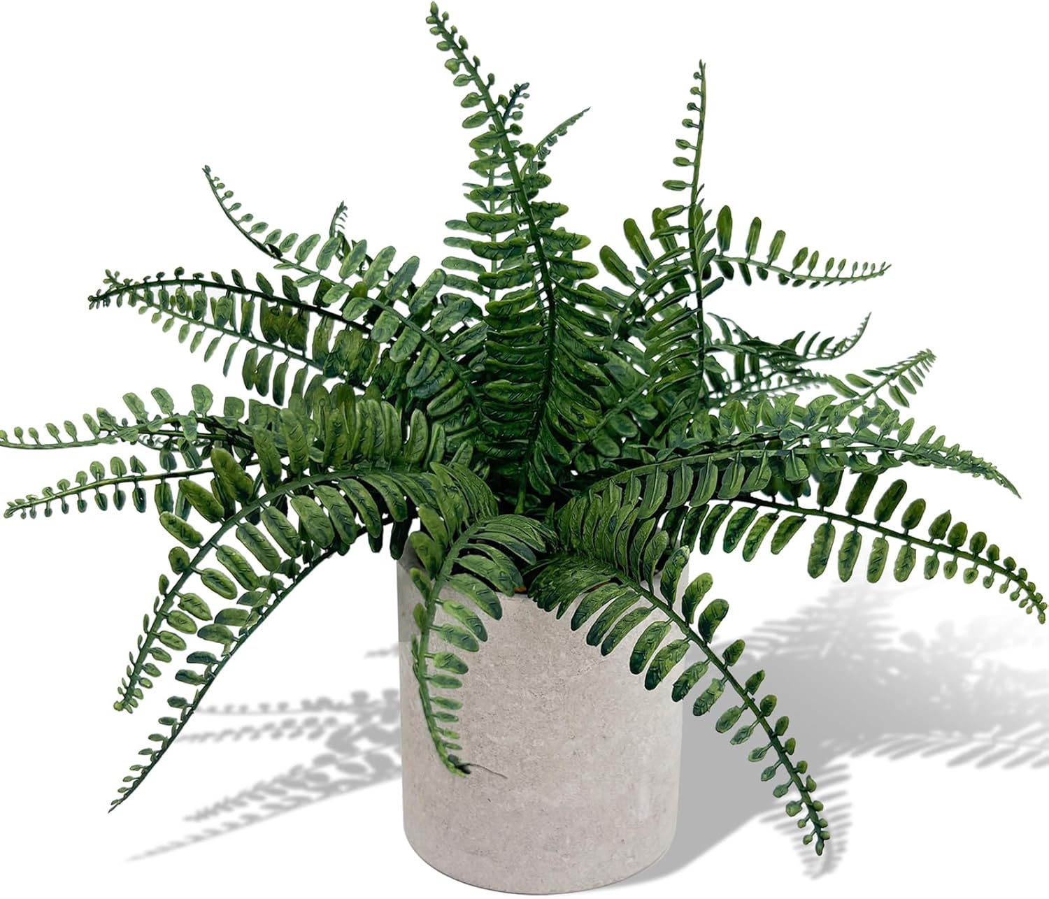 Small Fake Plant 12.5" Fern Potted Artificial Plants for Shelf Home Bathroom Office Decor(Gray Pot)