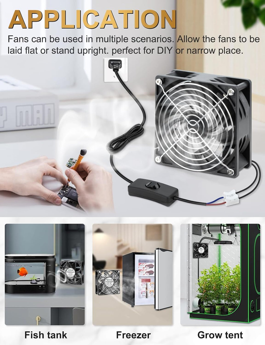 EC Muffin Axial Fan with Plug 120mm x 38 mm High Airflow AC Cooling Fan 110V 115V 120V 220V 240V Dual Ball Bearing for Window Xbox Aquarium Cabinet Soldering Cooling Exhaust*