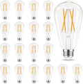 Edison Bulbs 60 watt Equivalent LED, E26 Bulb Dimmable, Soft White 2700K, ST58 Vintage Light Bulbs, 90+ CRI, 6W 600LM, E26 Medium Base, Clear Glass, 18 Pack