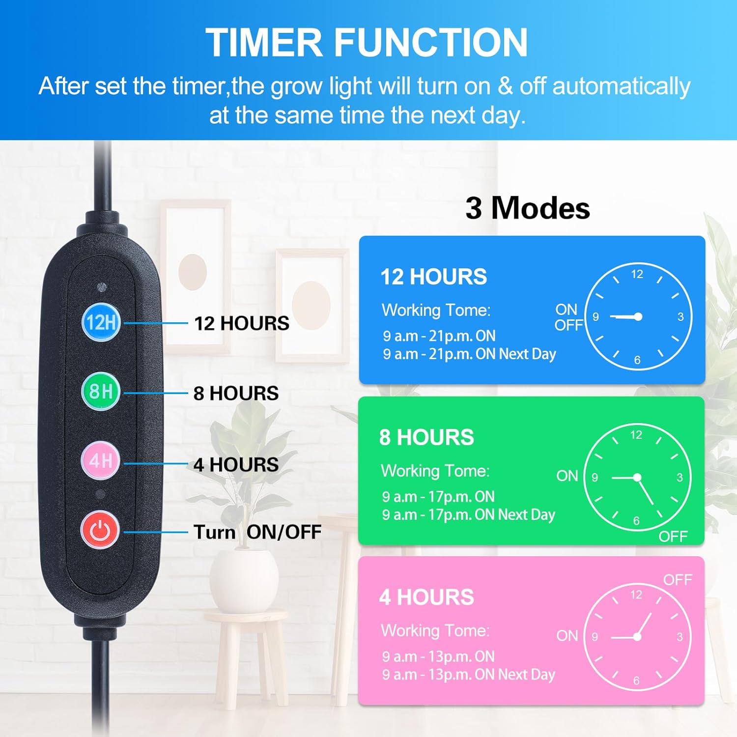 Clip Grow Light for Seed Starting with Timer, 27W Grow Lights for Indoor Plants Full Spectrum, 2025 Brightest LED Plant Grow Light for Houseplants, Bonsai, Pot Plants, Seedlings