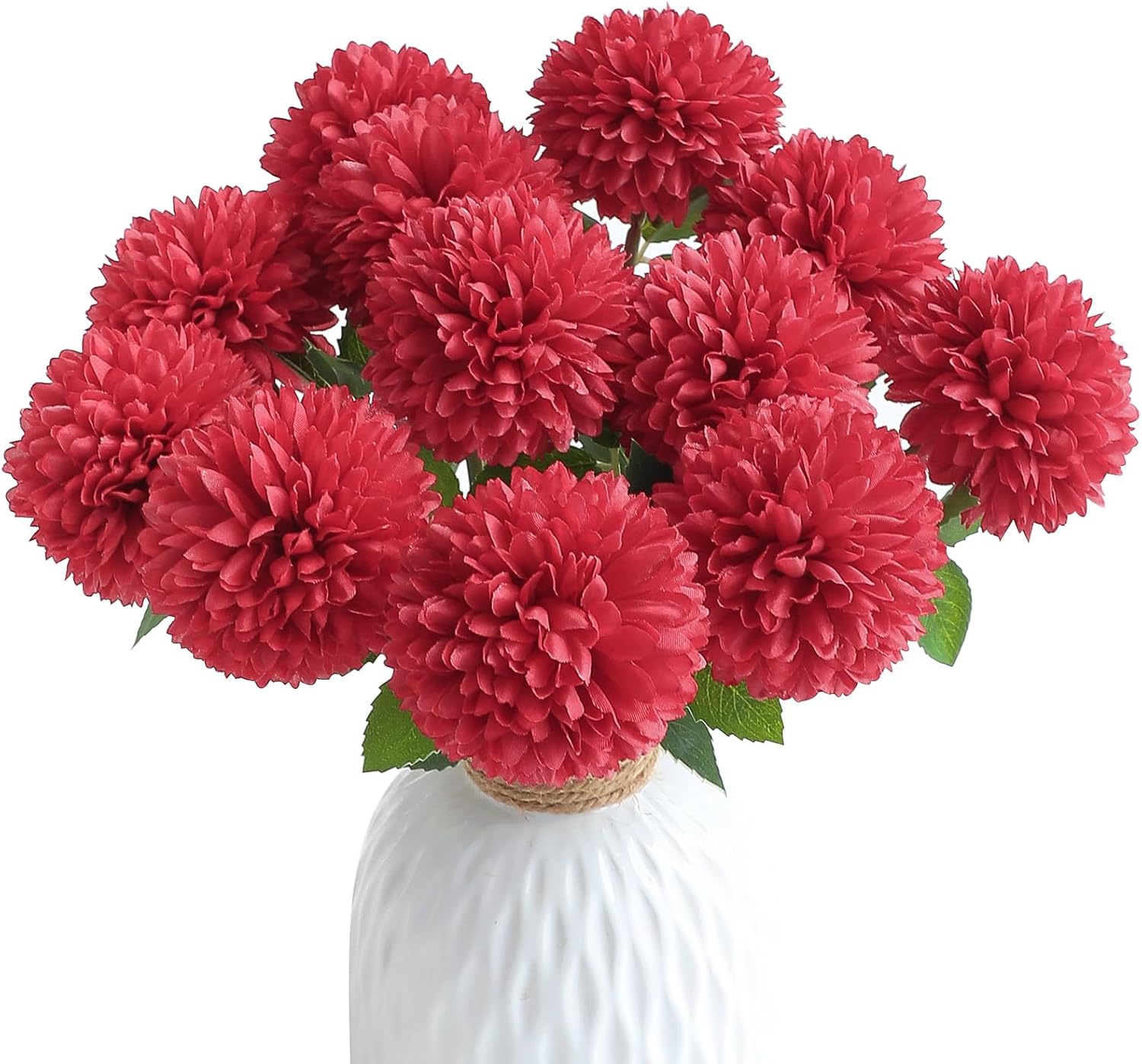 Floroom 12pcs Dark Red Faux Silk Mums Artificial Flowers Bulk Fake Chrysanthemums with Stems for DIY Wedding Table Centerpieces Floral Arrangements Vase Fillers Home Decorations